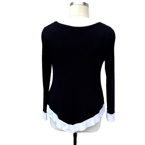 INC Womens Black Chevron Contrast Trim Pullover Tunic Sweater Top XXL BHFO 1313 - Picture 3 of 16